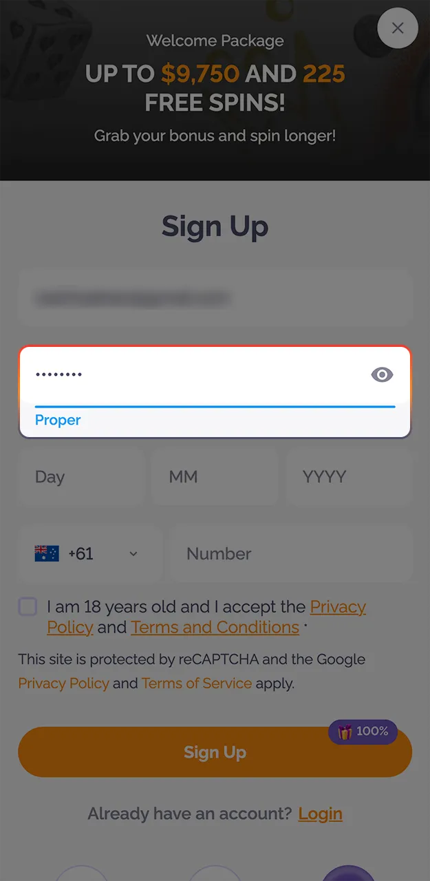 Come up with a unique and strong password for your Boho Casino account.